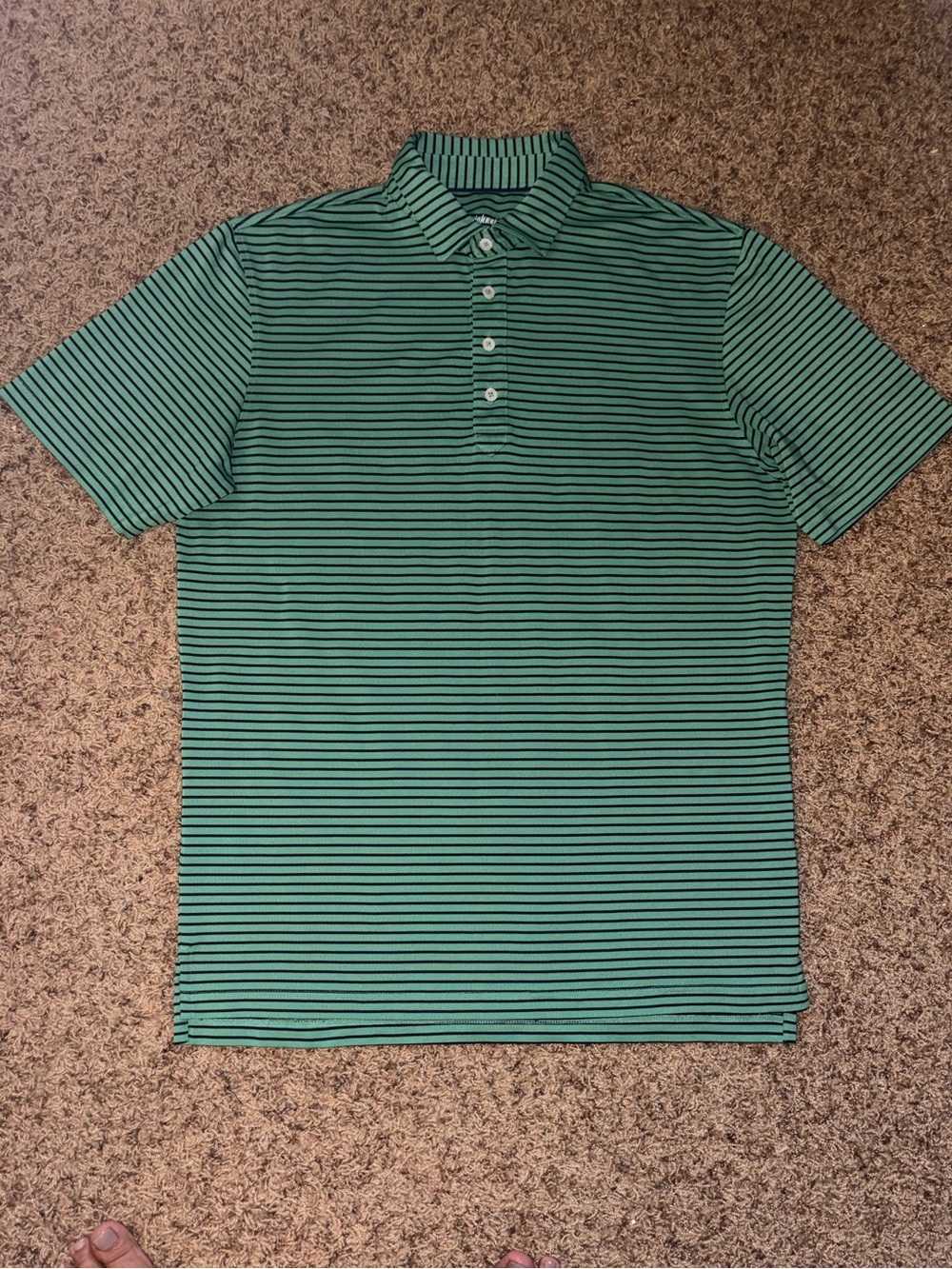 Johnnie O Polo Golf Shirt Striped Green & Blue Size Medium